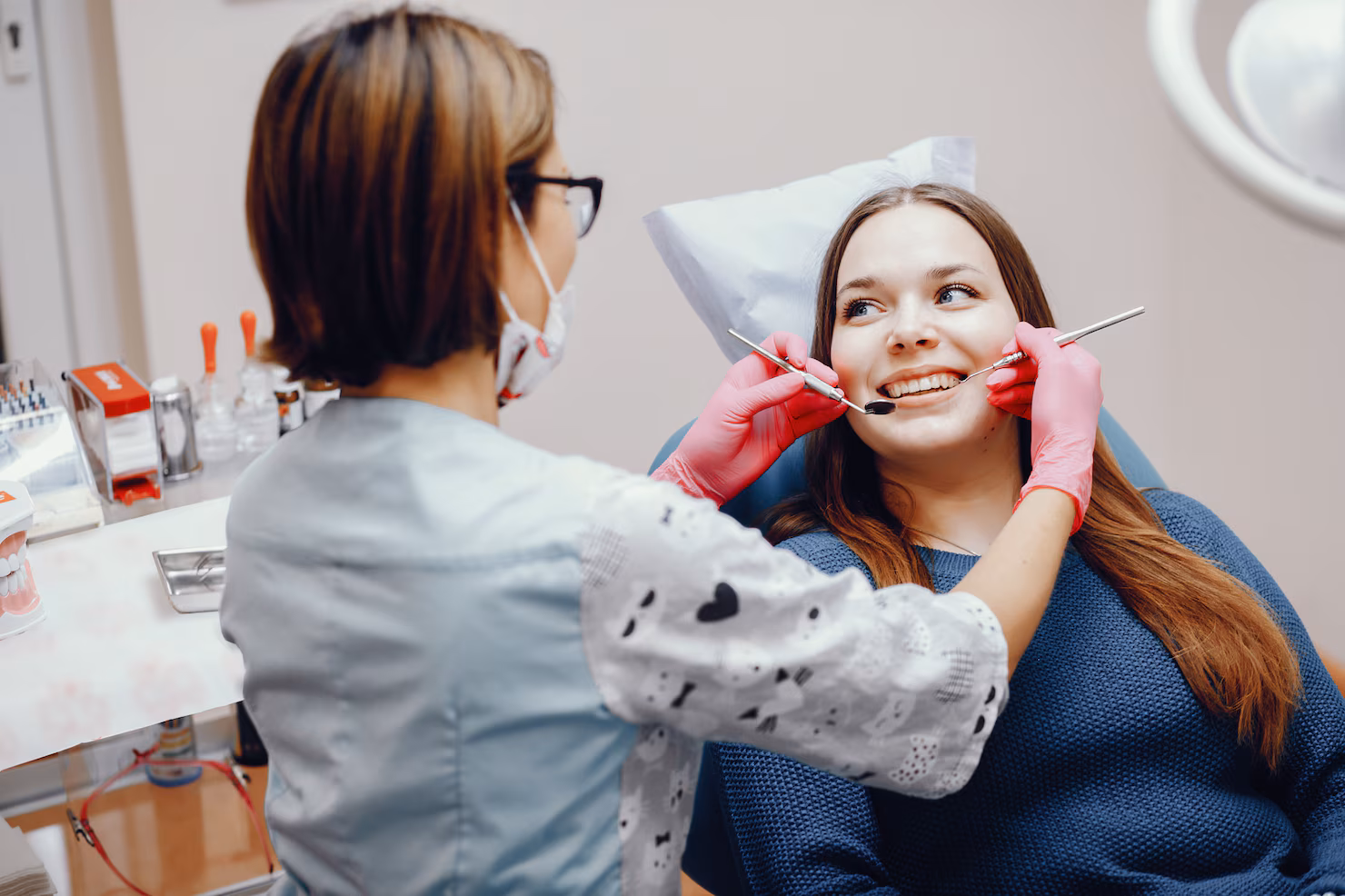 Patient receiving cosmetic dental treatment in Hanamkonda